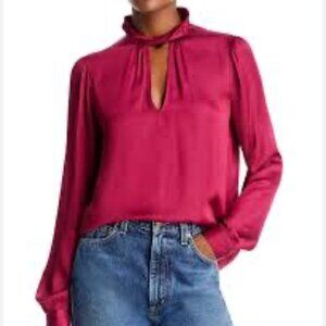 Paige‎ Women’s Ceres Keyhole Blouse Lightweight Silky Knit Mulberry Sz Medium
